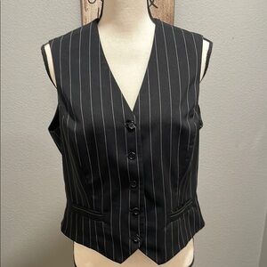 New York & Company Black Pinstripe Vest